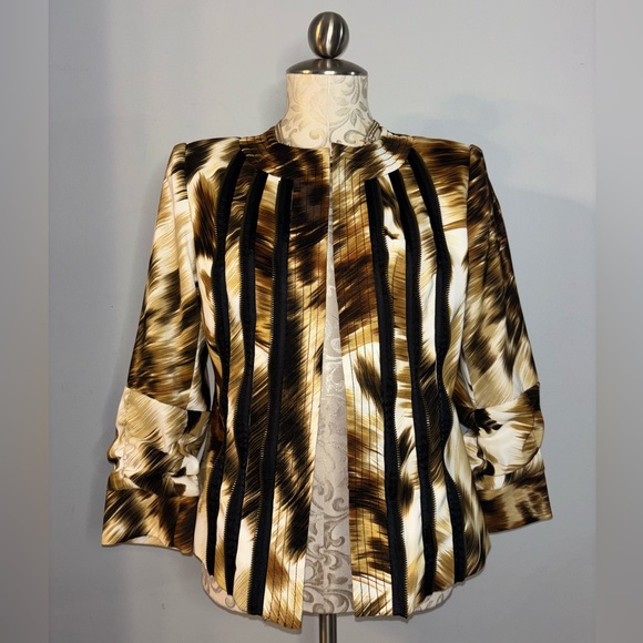 Anthracite by Muse Animal Print Zipper Accent Blazer Jacket Size 8 - Picture 1 of 9